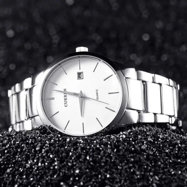 Curren 8106 Silver White Original Stainless Steel Wristwatch For Men